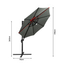 Garden Sanctuary Round Cantilever Parasol With Solar-Powered LED Lights