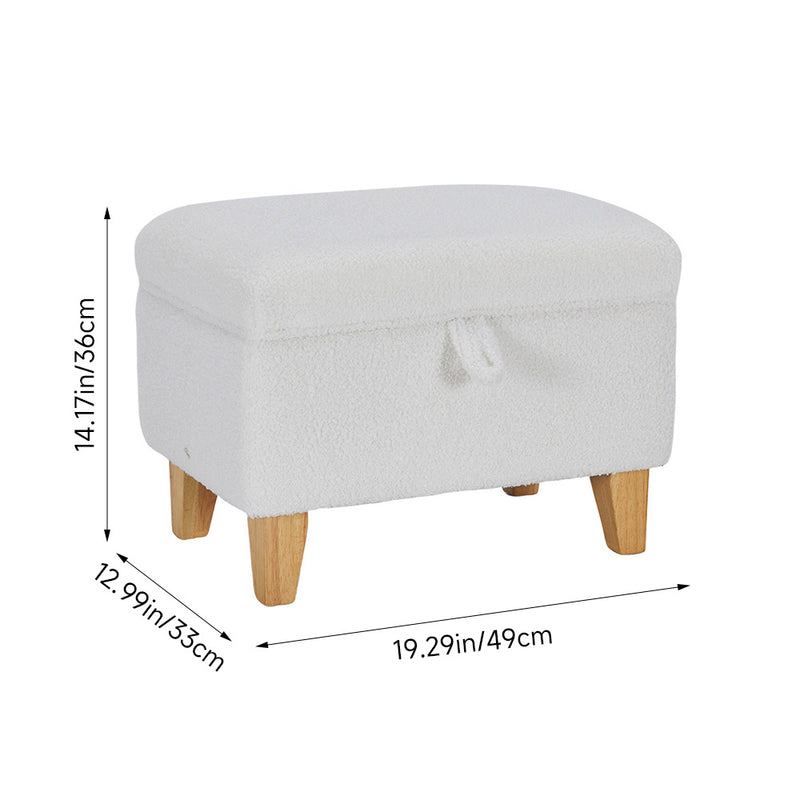 Livingandhome Teddy Fleece Upholstered Storage Ottoman