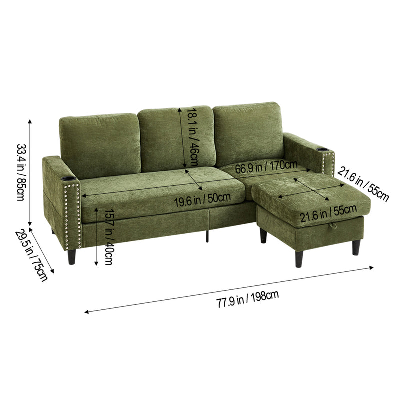 Livingandhome Industrial Style Polyester Sofa