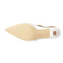 Slingback Pointed Closed Toe Loafer Heels - White