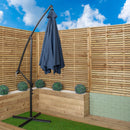 Samuel Alexander 3m Cantilever Parasol in Blue with Crank Handle for Patio Garden Banana Parasol with UV Protection Outdoor Umbrella Sun Shades for Garden