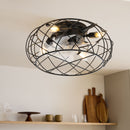 Cottonfy UK Black Cage Ceiling Fan Light