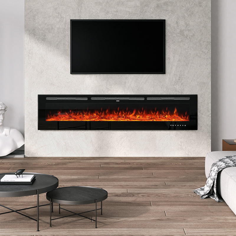 Recessed/Wall Mounted Electric Fireplace Adjustable Flame with Remote