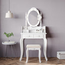 Livingandhome 4 Drawers Dressing Table with Lighted Mirror & Stool Set