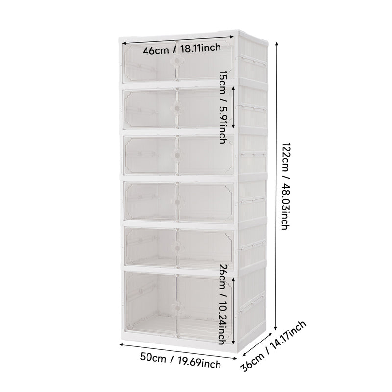 Livingandhome 6-Tier Foldable Storage Rack with Doors
