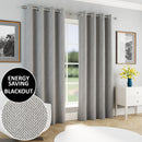 Enhanced Living Chester Grey Eyelet Thermal Noise Reducing Blackout Curtains - Pair