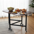Livingandhome Mobile Drop Leaf Table with Storage Wheels