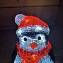 20cm Battery Operated Light up Acrylic Christmas Penguin Decoration with 16 Ice White LEDs