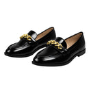 Casual Closed Toe Slip-on Chain Loafers with Low Heel