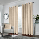 Luxury Enhanced Living Cream Velvet, Supersoft, 100% Blackout, Thermal Pair of Curtains with Eyelet Top