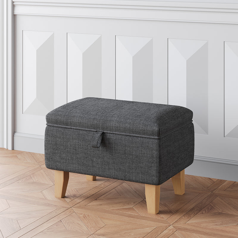 Livingandhome Linen Upholstered Storage Ottoman Stool
