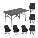 Breeins 95cm/120cm Portable Folding Camping Table with 4 or 6 Chairs