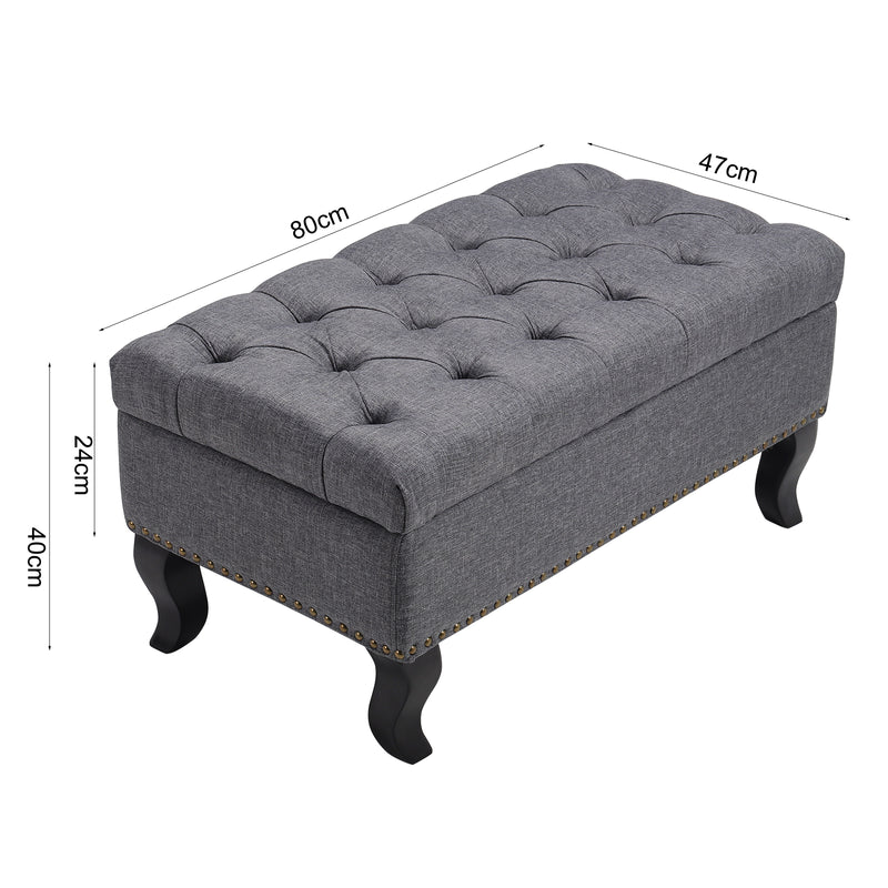 Livingandhome Rectangle Linen Ottoman Bench
