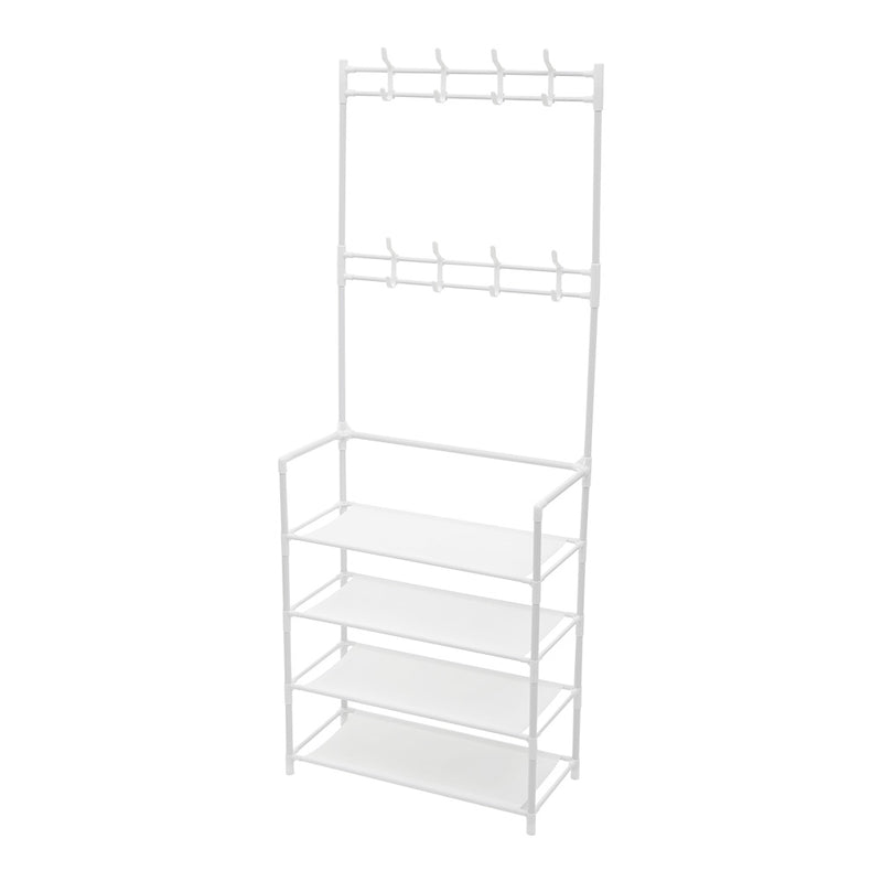 Lifeideas Entryway 4 Tier Shoe Rack with Coat Hanger