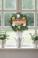 Lifeideas Farmhouse Door Artificial Rose Flower Wreath with Welcome