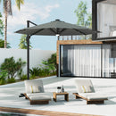 Garden Sanctuary Round Cantilever Parasol With Solar-Powered LED Lights