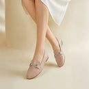 PU Leather Closed Toe Loafers - Nude