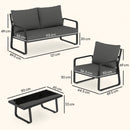 Outsunny 4 Piece Garden Furniture Set, Outdoor Sofa Set, Black