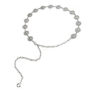 Round Coin-Shaped Charms Adjustable Metal Waist Chain Accessory - Silver