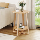 Livingandhome Round Side Table with Dual-Tier Storage