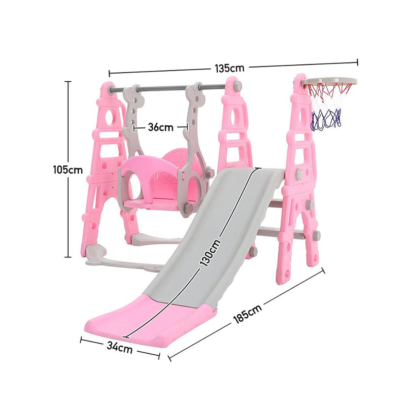 Livingandhome Kids Toddler Swing And Slide Set With Basketball Hoop