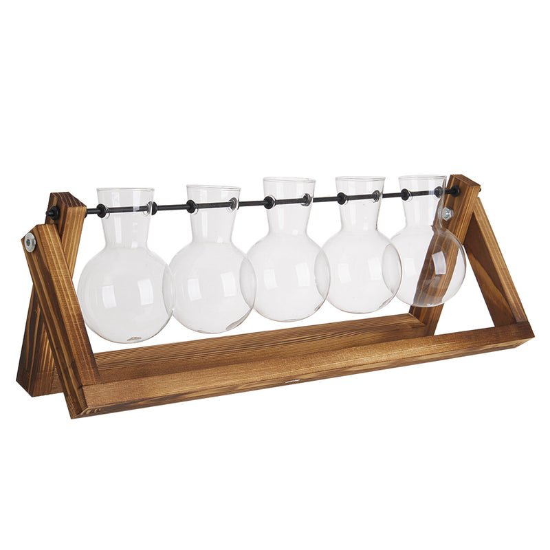 Lifeideas Wooden Plant Propagation Station with 5 Bulbs Vase