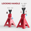 HOMCOM Axle Stands, Adjustable Car Jack Stands, Pack Of 2 - Red