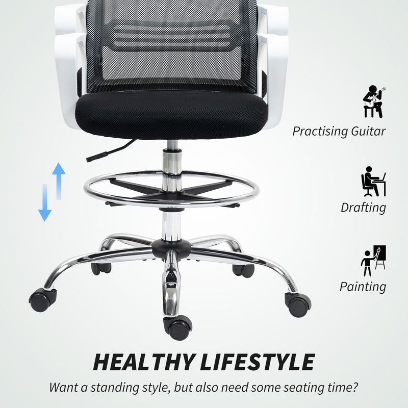 HOMCOM Draughtsman Chair, Mesh Ergonomic Drafting Chair
