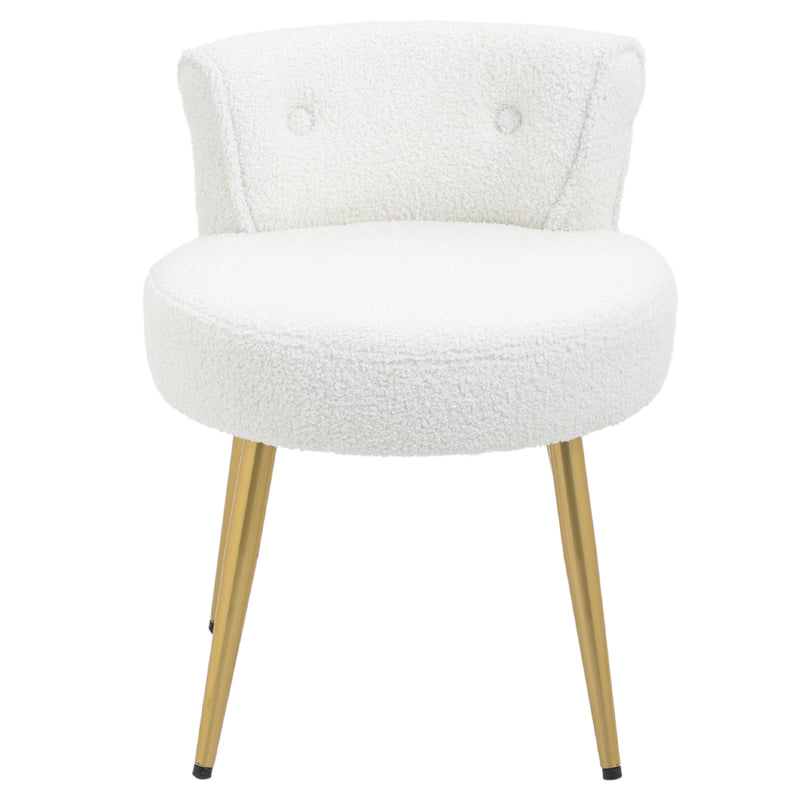 Livingandhome Teddy Fleece Dressing Table Stool with Iron Legs