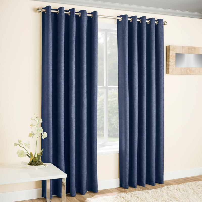 Enhanced Living Vogue Navy Eyelet Thermal Noise reducing Dim Out Curtains - Pair