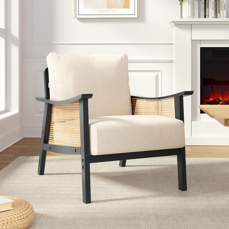 Livingandhome Mid Century Woven Rattan Armchair