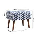 Livingandhome Mid-Century Patterned Ottoman Footstool with Walnut Legs
