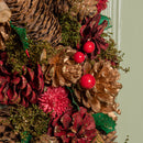 Hanging Christmas Wreath with  Berries and Pinecones