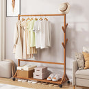 Livingandhome Bamboo Garment Hat Rack with Wheels