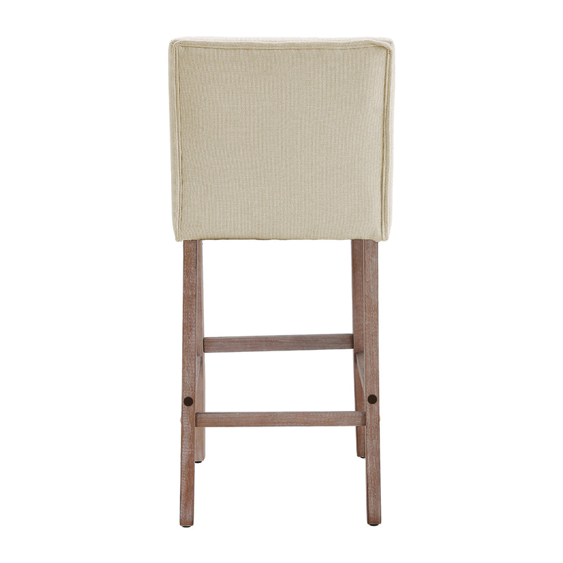 Livingandhome Set of 2 Linen Tufted Bar Stools with Wood Legs