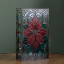 21cm Battery Operated Light up Double Sided Stained Glass Poinsettia Decoration with LEDs
