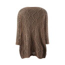 Solid Hollow Out Knitted Cover Up Top with Long Sleeves