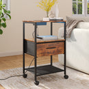 Bedside Table With Charging Station And LED Lights