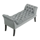 Livingandhome Grey Velvet Upholstered Bedroom Bench