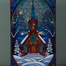 21cm Battery Operated Light up Double Sided Stained Glass Victorian Church Decoration with LEDs