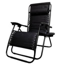 Luxury Padded Multi Position Zero Gravity Garden Relaxer Chair Lounger In All Black