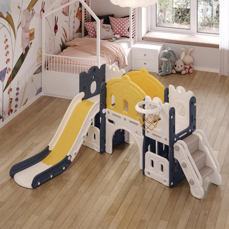 Kidkid Toddler Indoor Playground with Slide and Hoop