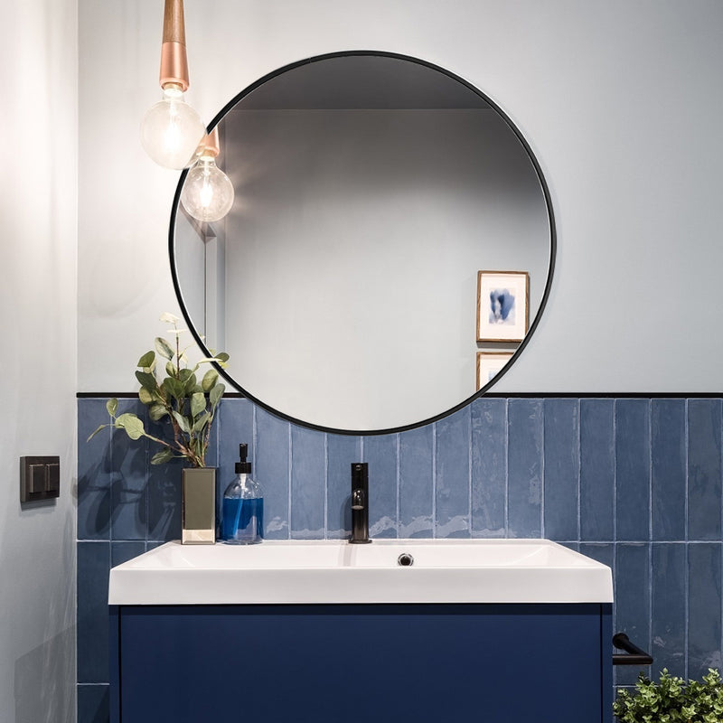 Cottonfy UK Round Bathroom Framed Mirror Wall Hanging