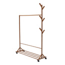 Livingandhome Bamboo Garment Hat Rack with Wheels