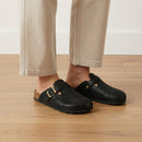 Closed-Toe Slip-On Mules Sandals - Black Shimmer