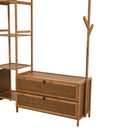 Livingandhome 101cm Multi-functional Wooden Coat Rack with Storage Drawers
