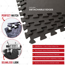Samuel Alexander Black EVA Foam Floor Mats 60x60cm Interlocking Gym & Play Mats, Non-Slip, Water Resistant