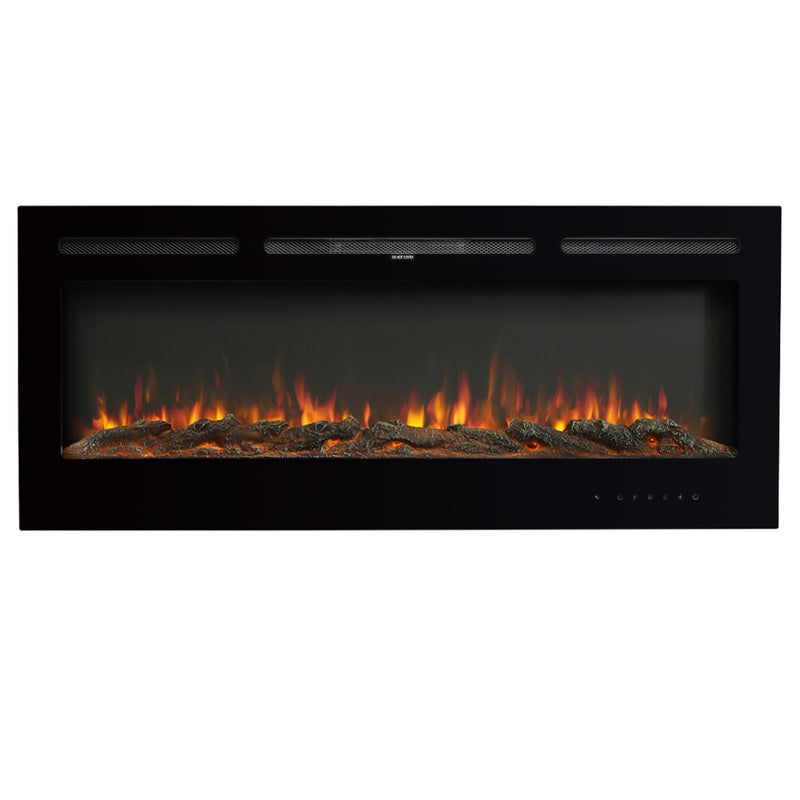Recessed/Wall Mounted Electric Fireplace Adjustable Flame with Remote