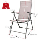 Set of 2 Outdoor Garden Patio Multi Position Reclining Folding Chair in Grey