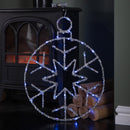 49cm Battery Powered Light up Silver Christmas Snowflake Ball with Blue Twinkling LEDs